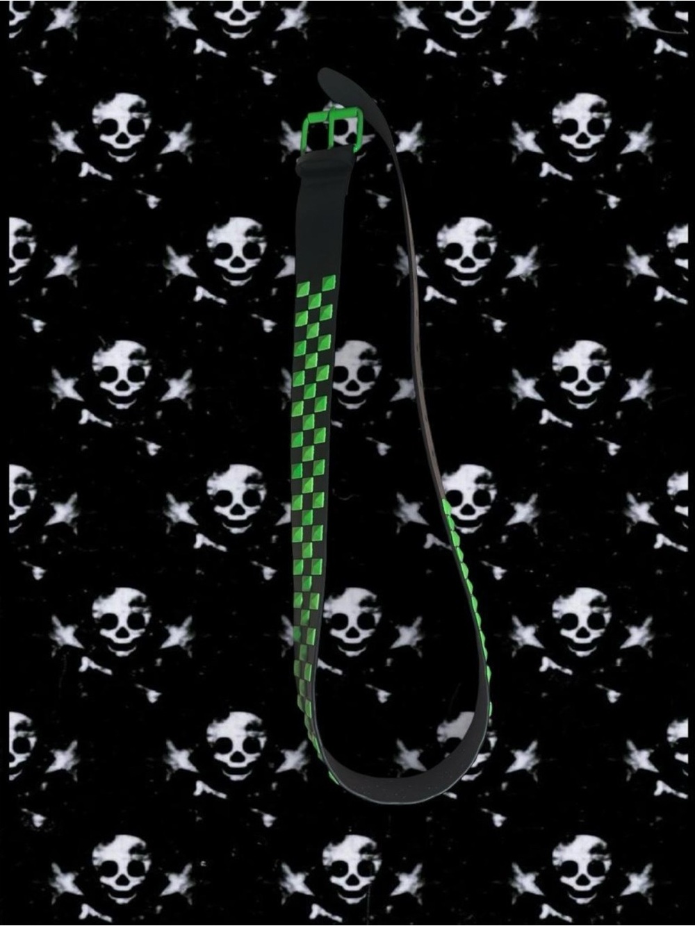 Unisex Black and Green Checkered Belt